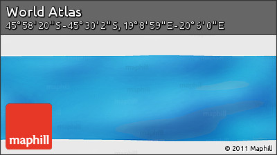 Physical Panoramic Map of the Area around 45° 44' 11" S, 19° 37' 30" E