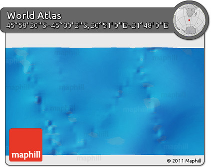 Physical 3D Map of the Area around 45° 44' 11" S, 21° 19' 30" E