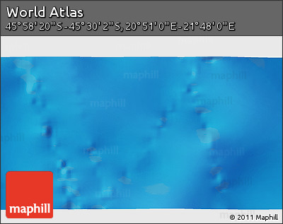 Physical 3D Map of the Area around 45° 44' 11" S, 21° 19' 30" E