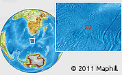 Physical Location Map of the area around 45° 44' 11" S, 21° 19' 30" E