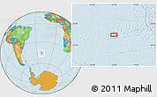 Political Location Map of the area around 45° 44' 11" S, 21° 10' 29" W