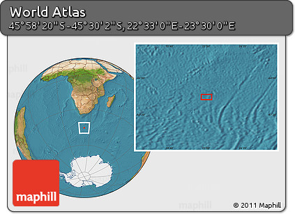 Satellite Location Map of the Area around 45° 44' 11" S, 23° 1' 29" E