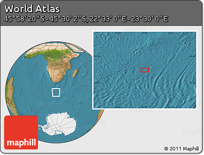Satellite Location Map of the Area around 45° 44' 11" S, 23° 1' 29" E