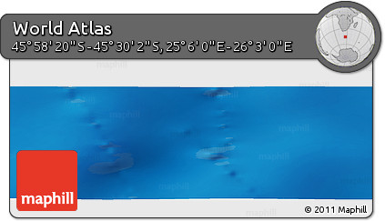 Physical Panoramic Map of the Area around 45° 44' 11" S, 25° 34' 30" E