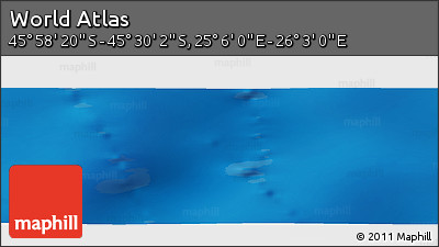 Physical Panoramic Map of the Area around 45° 44' 11" S, 25° 34' 30" E