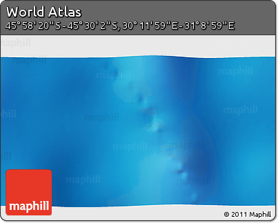 Physical 3D Map of the Area around 45° 44' 11" S, 30° 40' 29" E