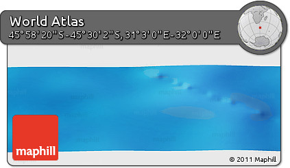 Physical Panoramic Map of the Area around 45° 44' 11" S, 31° 31' 29" E