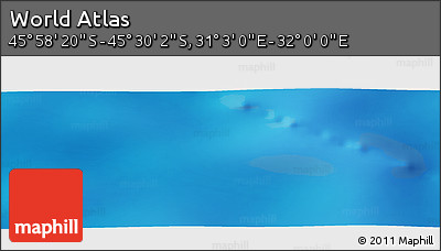 Physical Panoramic Map of the Area around 45° 44' 11" S, 31° 31' 29" E