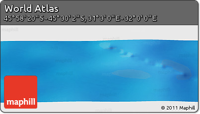 Physical Panoramic Map of the Area around 45° 44' 11" S, 31° 31' 29" E