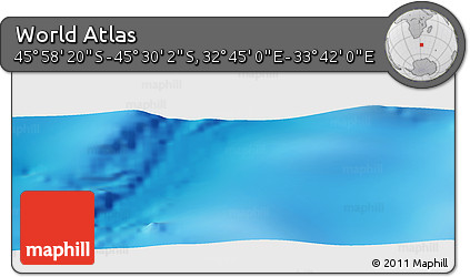 Physical Panoramic Map of the Area around 45° 44' 11" S, 33° 13' 30" E
