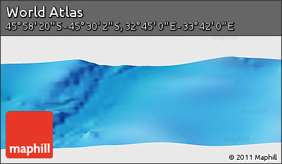Physical Panoramic Map of the Area around 45° 44' 11" S, 33° 13' 30" E