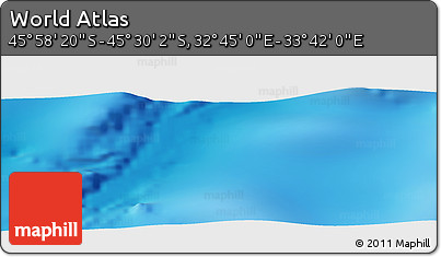 Physical Panoramic Map of the Area around 45° 44' 11" S, 33° 13' 30" E