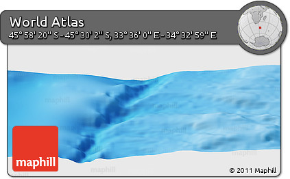 Physical Panoramic Map of the Area around 45° 44' 11" S, 34° 4' 30" E