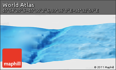 Physical Panoramic Map of the Area around 45° 44' 11" S, 34° 4' 30" E