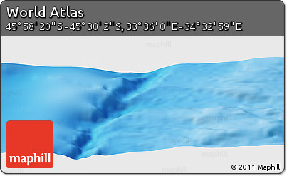Physical Panoramic Map of the Area around 45° 44' 11" S, 34° 4' 30" E