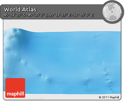 Physical 3D Map of the Area around 45° 44' 11" S, 35° 46' 29" E