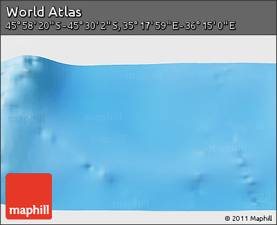 Physical 3D Map of the Area around 45° 44' 11" S, 35° 46' 29" E