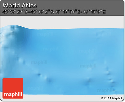 Physical 3D Map of the Area around 45° 44' 11" S, 35° 46' 29" E