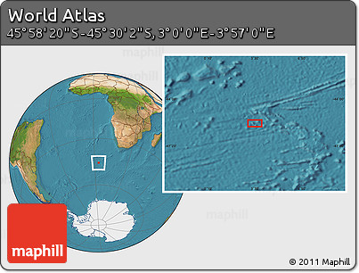 Satellite Location Map of the Area around 45° 44' 11" S, 3° 28' 30" E