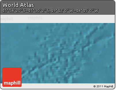Satellite 3D Map of the Area around 45° 44' 11" S, 49° 13' 30" W