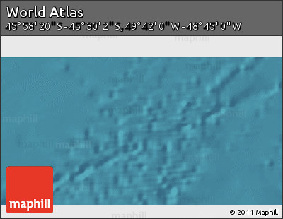 Satellite 3D Map of the Area around 45° 44' 11" S, 49° 13' 30" W