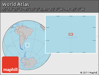 Gray Location Map of the Area around 45° 44' 11" S, 49° 13' 30" W