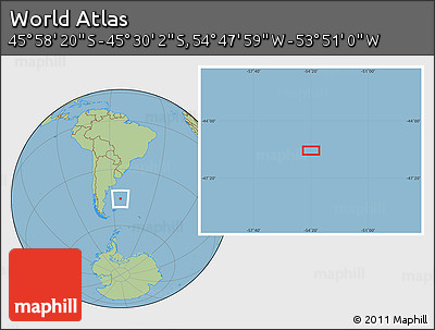 Savanna Style Location Map of the Area around 45° 44' 11" S, 54° 19' 30" W