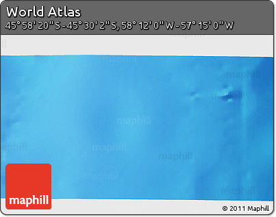 Physical 3D Map of the Area around 45° 44' 11" S, 57° 43' 30" W