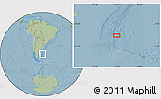 Savanna Style Location Map of the area around 45° 44' 11" S, 57° 43' 30" W, hill shading