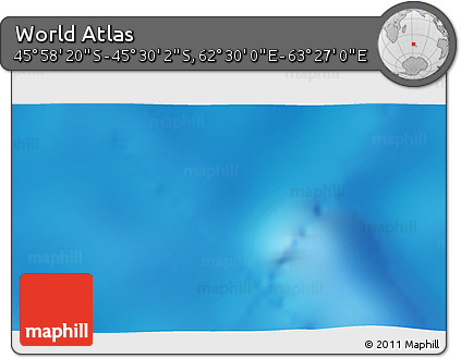 Physical 3D Map of the Area around 45° 44' 11" S, 62° 58' 30" E