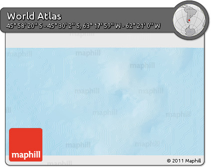 Physical 3D Map of the Area around 45° 44' 11" S, 62° 49' 30" W
