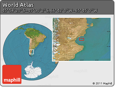 Satellite Location Map of the Area around 45° 44' 11" S, 66° 13' 29" W