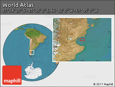 Satellite Location Map of the Area around 45° 44' 11" S, 66° 13' 29" W