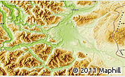 Physical Map of the area around 45° 44' 11" S, 72° 10' 30" W