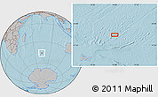 Gray Location Map of the area around 45° 44' 11" S, 74° 1' 30" E, hill shading