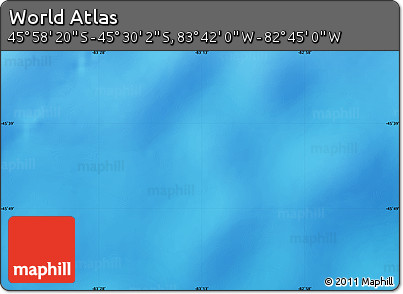 Physical Map of the Area around 45° 44' 11" S, 83° 13' 29" W
