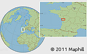 Savanna Style Location Map of the area around 46° 1' 3" N, 0° 46' 30" W