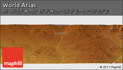 Physical Panoramic Map of the Area around 46° 1' 3" N, 100° 22' 30" E