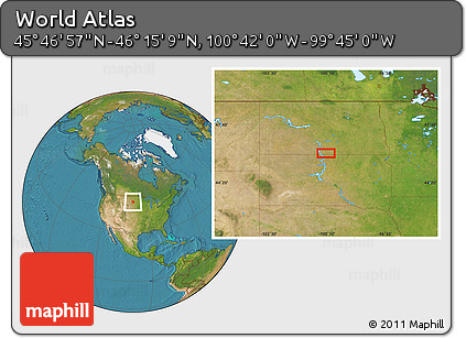Satellite Location Map of the Area around 46° 1' 3" N, 100° 13' 29" W
