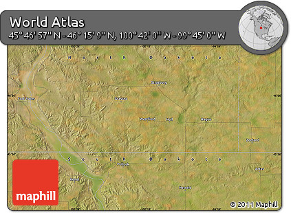 Satellite Map of the Area around 46° 1' 3" N, 100° 13' 29" W