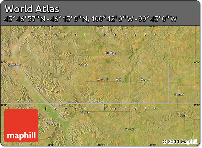 Satellite Map of the Area around 46° 1' 3" N, 100° 13' 29" W