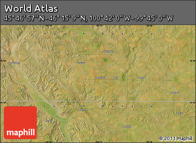 Satellite Map of the Area around 46° 1' 3" N, 100° 13' 29" W