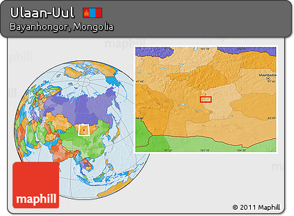 Political Location Map of Ulaan-Uul