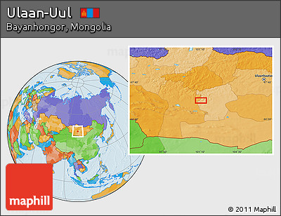 Political Location Map of Ulaan-Uul