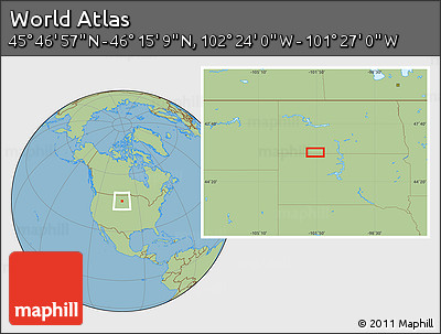 Savanna Style Location Map of the Area around 46° 1' 3" N, 101° 55' 30" W