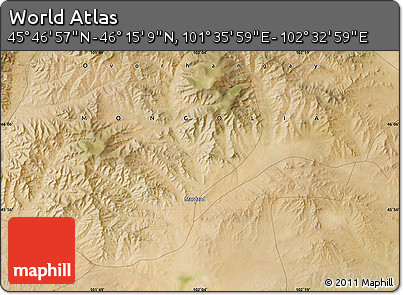 Satellite Map of the Area around 46° 1' 3" N, 102° 4' 29" E