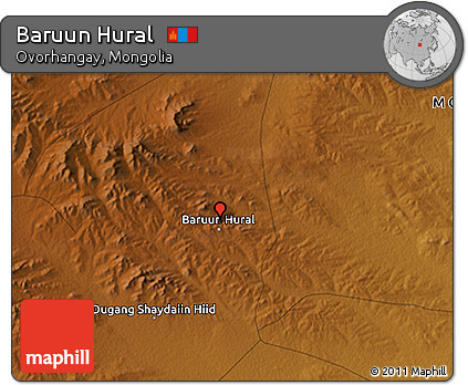Physical 3D Map of Baruun Hural