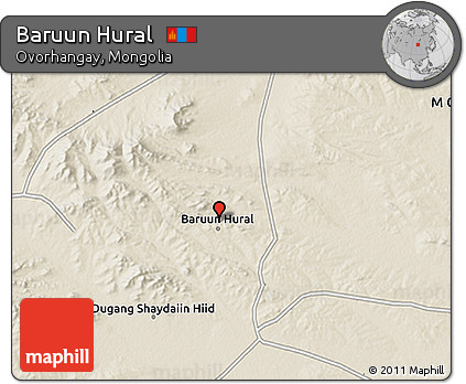 Shaded Relief 3D Map of Baruun Hural