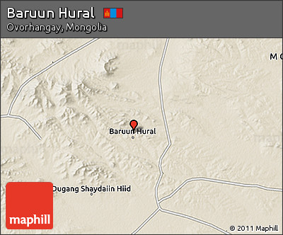 Shaded Relief 3D Map of Baruun Hural