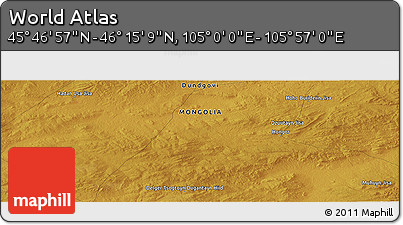 Physical Panoramic Map of the Area around 46° 1' 3" N, 105° 28' 29" E